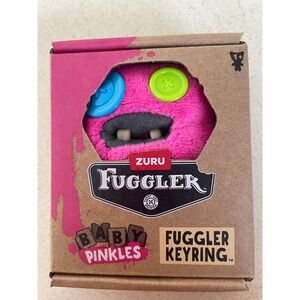Zuru Fuggler Baby Pinkles Sadquoosh Keyring Pink Plush Monster‎ Button Eyes NIB